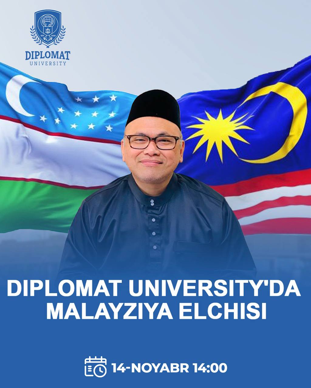 Malayziyaning O'zbekistondagi favquloddda va muxtor elchisi Ilham Tuas Illias Janobi Oliylari Universitetga tashrif buyuradi!