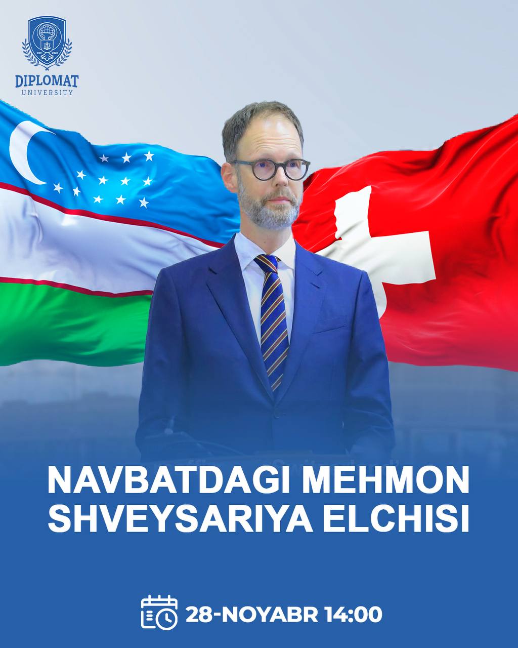 Shveysariyaning O'zbekistondagi Elchisi Konstantin Obolenskiy Universitetga tashrif buyuradi!