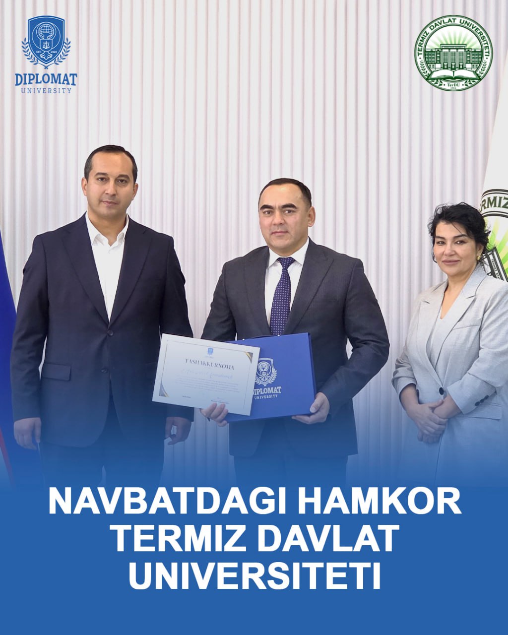 Termez Davlat Universiteti bilan o'zaro hamkorlik tog'risida memorandum imzolandi.